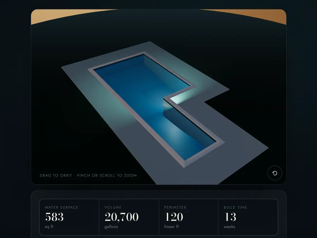 Blackland Pools, 3d pool designer with live budget output, screen 2